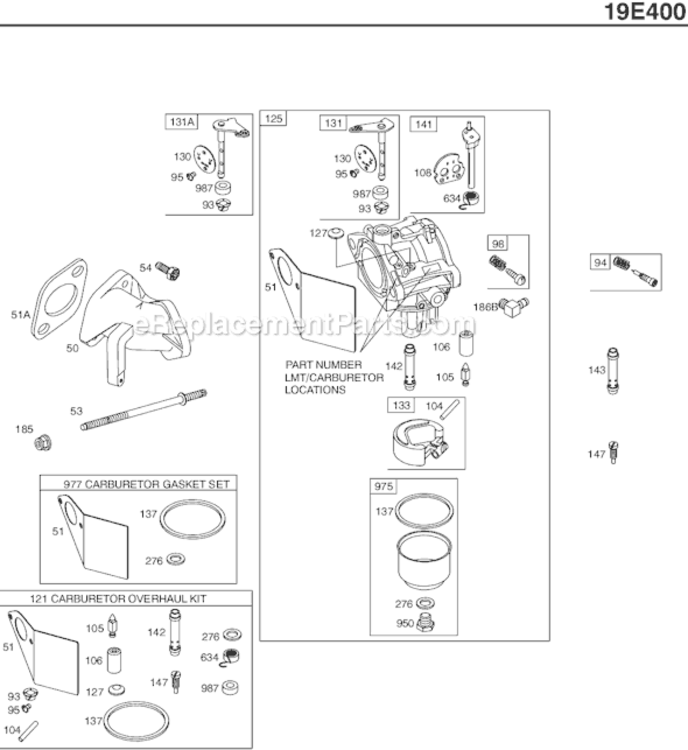 Page C Diagram and Parts List for 19E400 0069-1168 Briggs and Stratton Engine